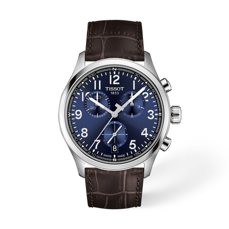 Vue de face de la montre Tissot Chrono L 42mm avec ombre