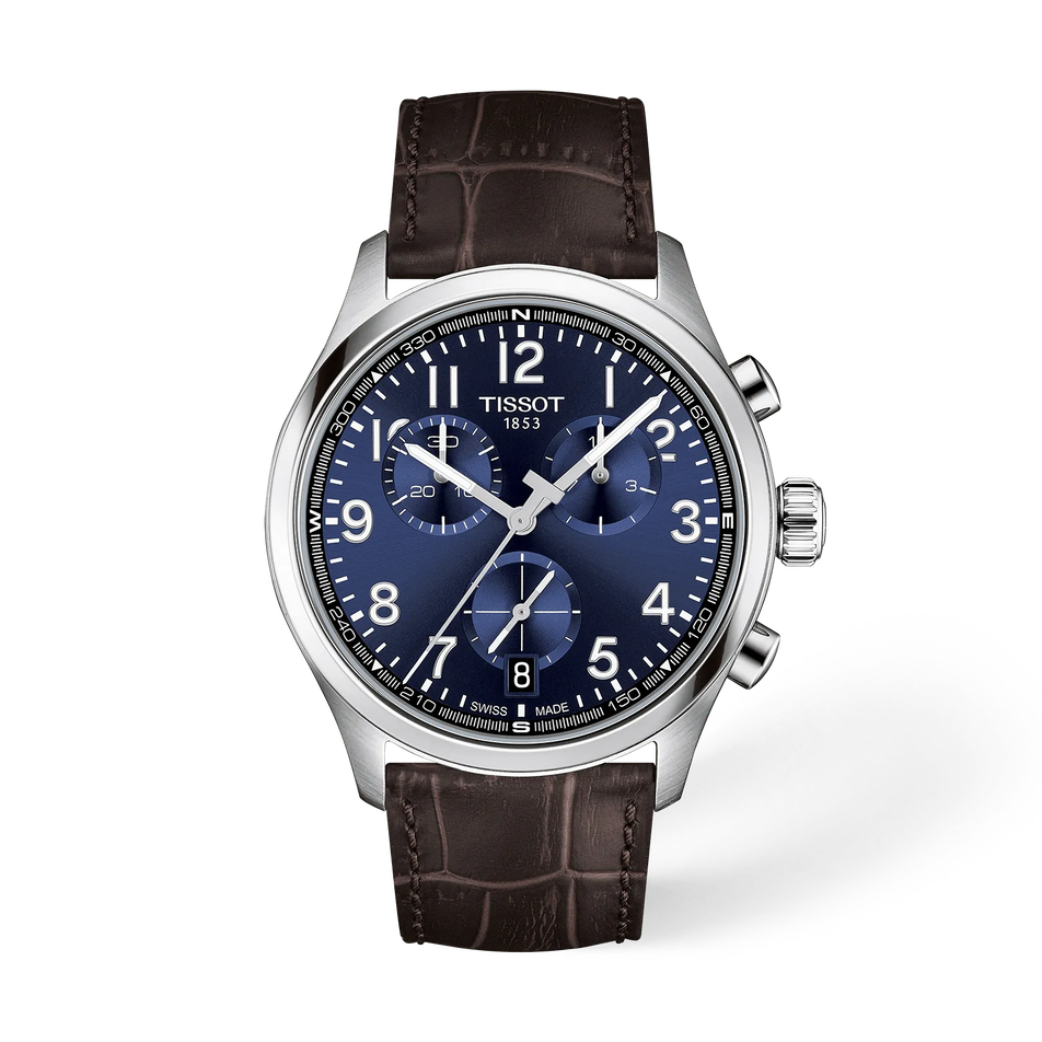 Vorderansicht der Uhr Tissot Chrono L 42mm mit Schatten