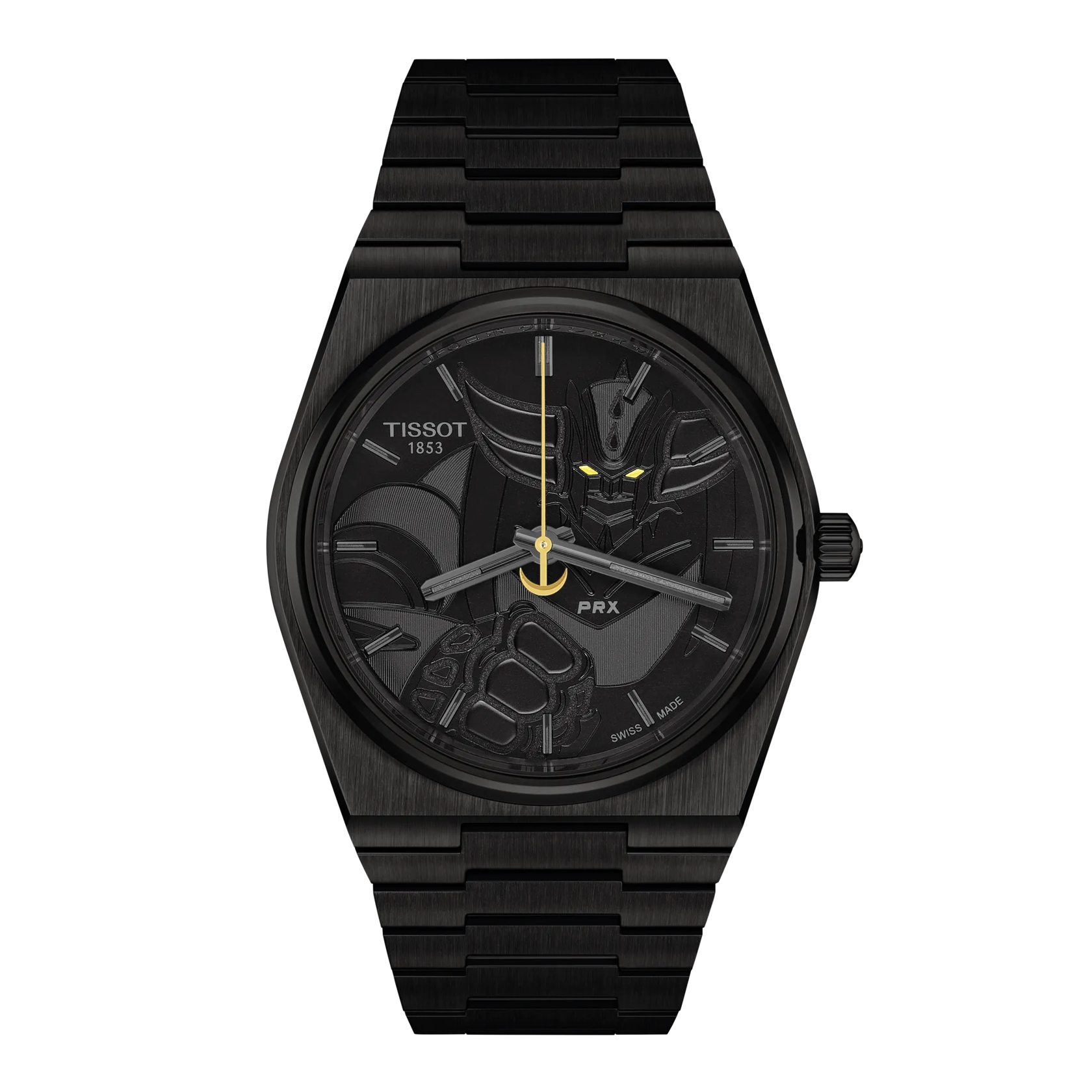 Front view of the watch Tissot PRX UFO Robot Grendizer 50th Anniversary 40mm