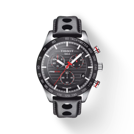 Front view of the watch Tissot PRS 516 Chronograph with shadow