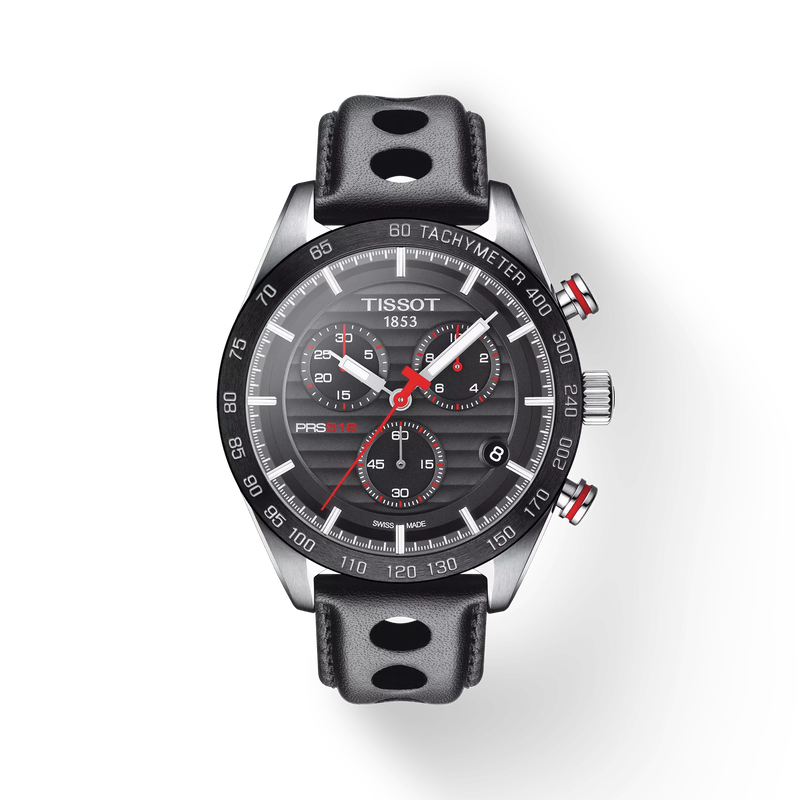 Front view of the watch Tissot PRS 516 Chronograph with shadow