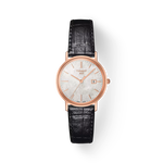 Front view of the watch Tissot Goldrun Gold 29mm with shadow