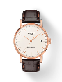 มุมมองด้านหน้าของนาฬิกา Tissot Everytime Swissmatic 40mm พร้อมเงา