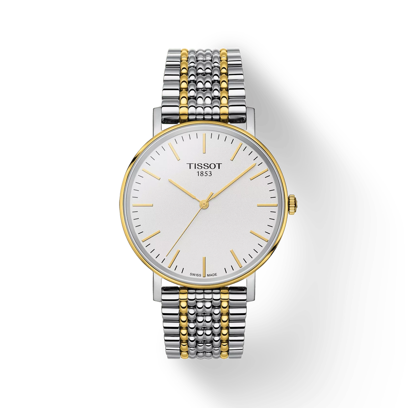 Front view of the watch Tissot Everytime 38mm with shadow