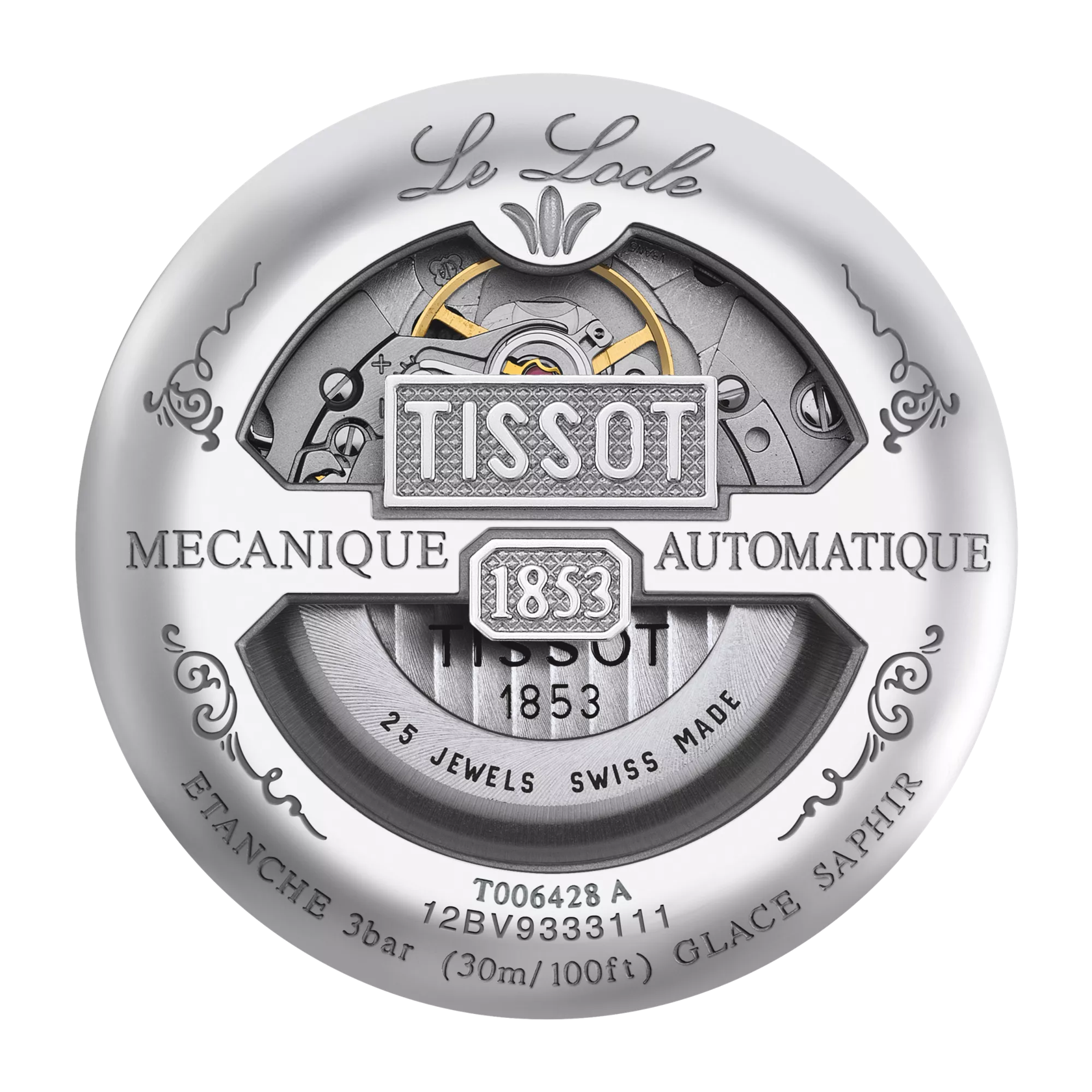 Back view of the watch case Tissot Le Locle Automatic Petite Seconde