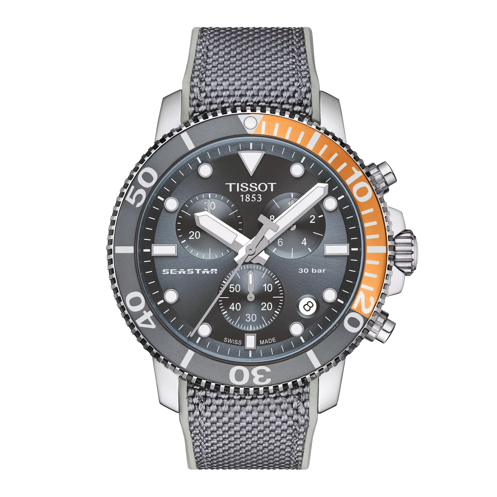 Front view of the watch Tissot Seastar 1000 45.5mm