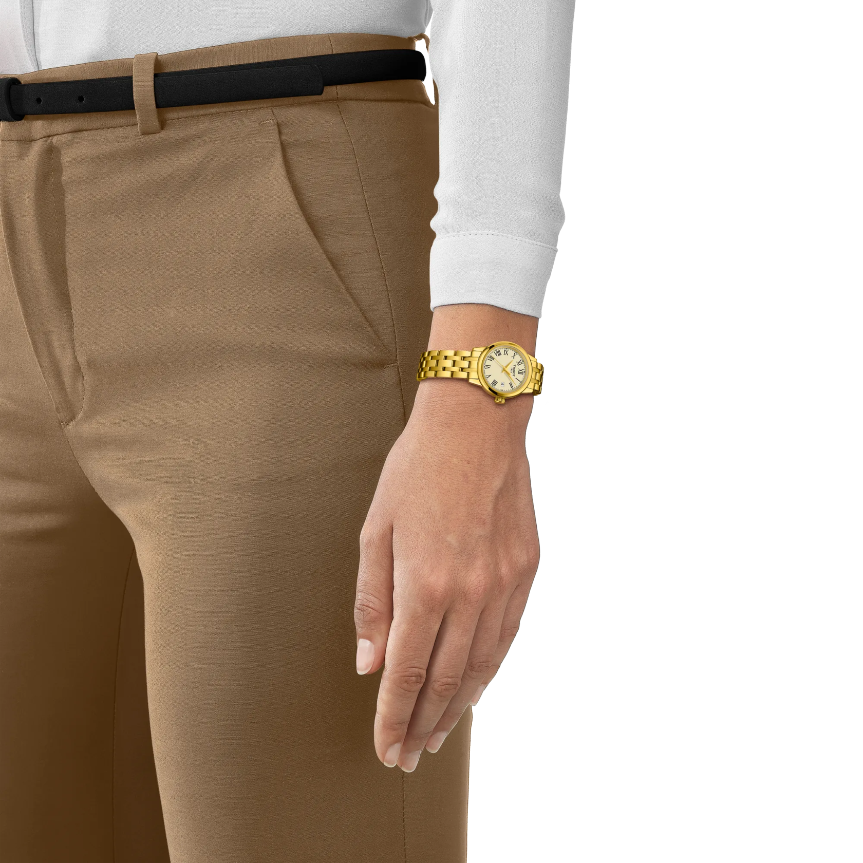 Simulation of the watch Tissot Classic Dream 28mm on a wrist