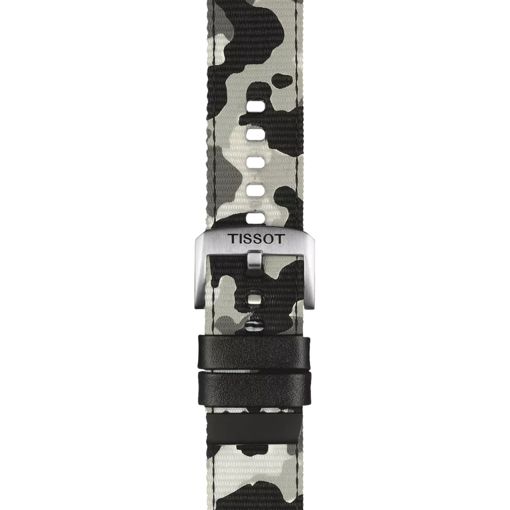 Zoom on Bracelet officiel Tissot tissu kaki entre-cornes 22 mm