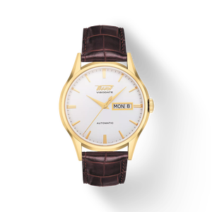 Front view of the watch Tissot Heritage Visodate Automatic with shadow