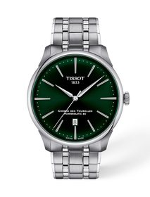 Vista frontal del reloj Tissot Chemin des Tourelles 42mm con sombra