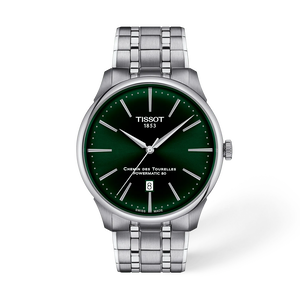 Front view of the watch Tissot Chemin des Tourelles 42mm with shadow