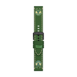 Front view of Tissot Official Green Leather Strap Lugs 22 mm