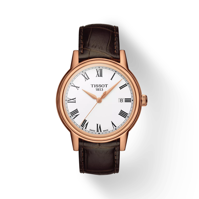 Front view of the watch Tissot Carson with shadow