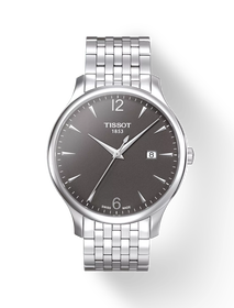 Front view of the watch Tissot Tradition 42mm with shadow