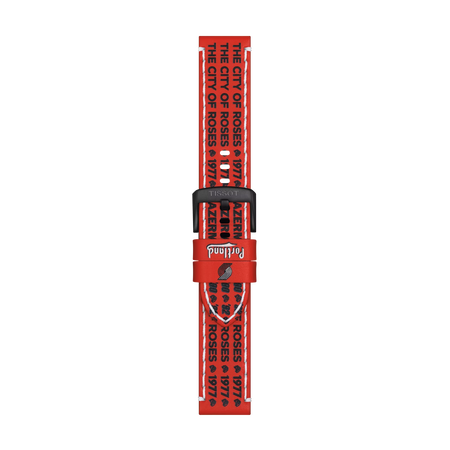 Front view of Tissot Official Red Leather Strap Lugs 22 mm