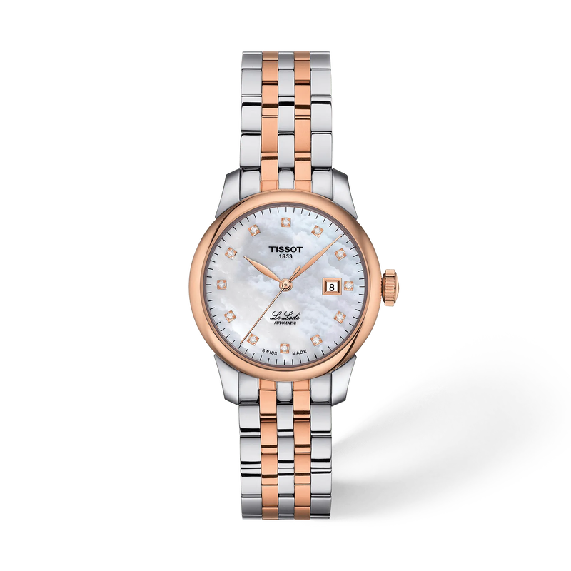 Vooraanzicht van het horloge Tissot Le Locle 29mm met schaduw