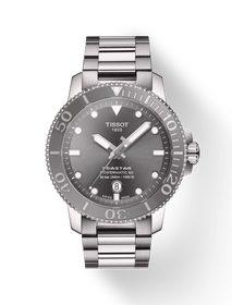 Front view of the watch Tissot Seastar 1000 43mm with shadow