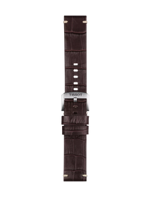 Front view of Tissot Official Brown Leather Strap Lugs 22 mm