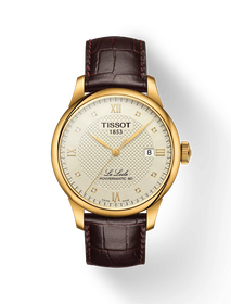 Front view of the watch Tissot Le Locle Powermatic 80 with shadow