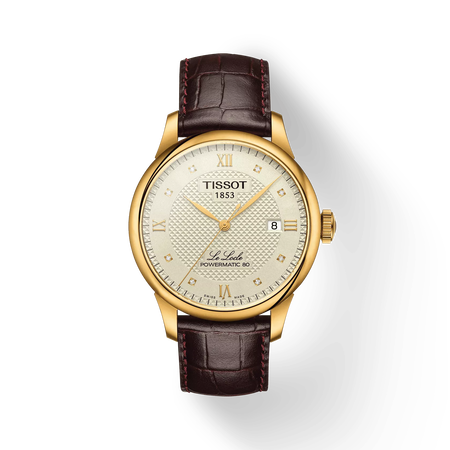 Front view of the watch Tissot Le Locle Powermatic 80 with shadow