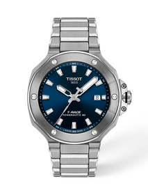 Front view of the watch Tissot T-Race 41mm with shadow