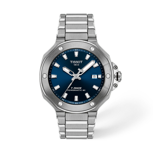 Vorderansicht der Uhr Tissot T-Race 41mm mit Schatten
