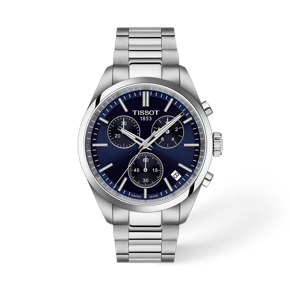 Vorderansicht der Uhr Tissot PR 100 40mm mit Schatten