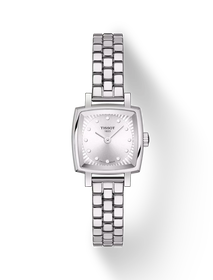 Front view of the watch Tissot Lovely Square 20x20mm with shadow