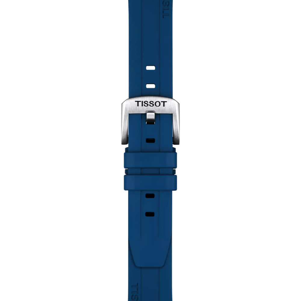 Zoom sur Bracelet Officiel Tissot Caoutchouc Bleu Entre-cornes 20 mm