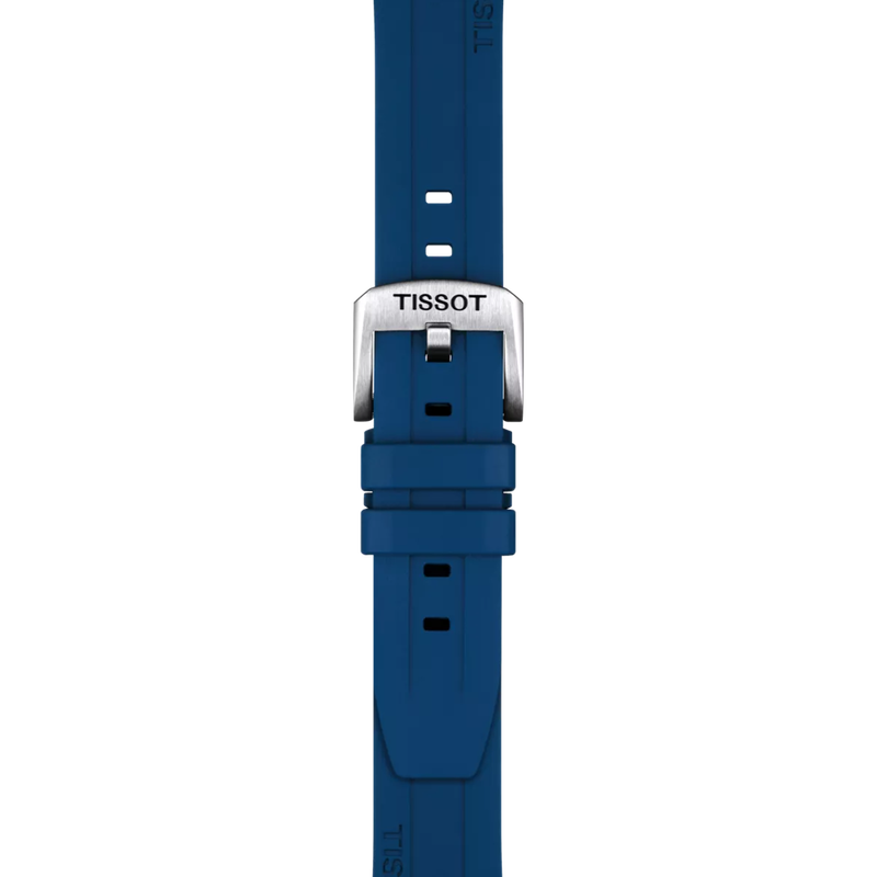 Zoom sur Bracelet Officiel Tissot Caoutchouc Bleu Entre-cornes 20 mm