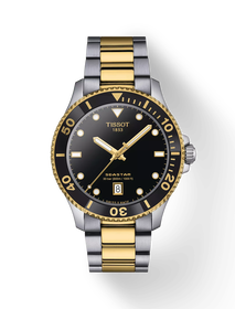 Front view of the watch Tissot Seastar 1000 40mm with shadow