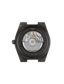 Back view of the watch case Tissot PRX Carbon 40.5mm