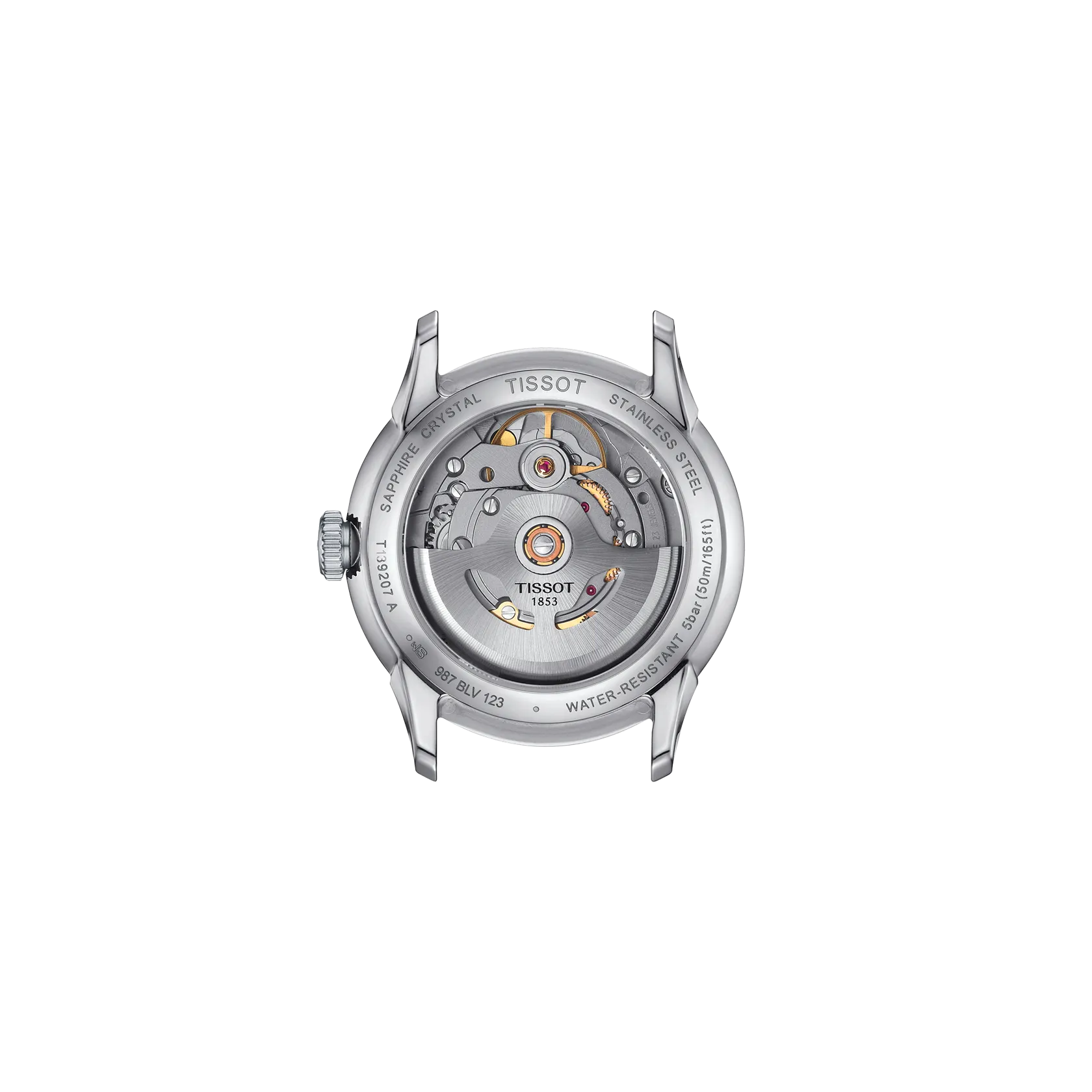 시계 케이스 뒷면 보기 티쏘 슈망 데 뚜렐 파워매틱 80 34 mm