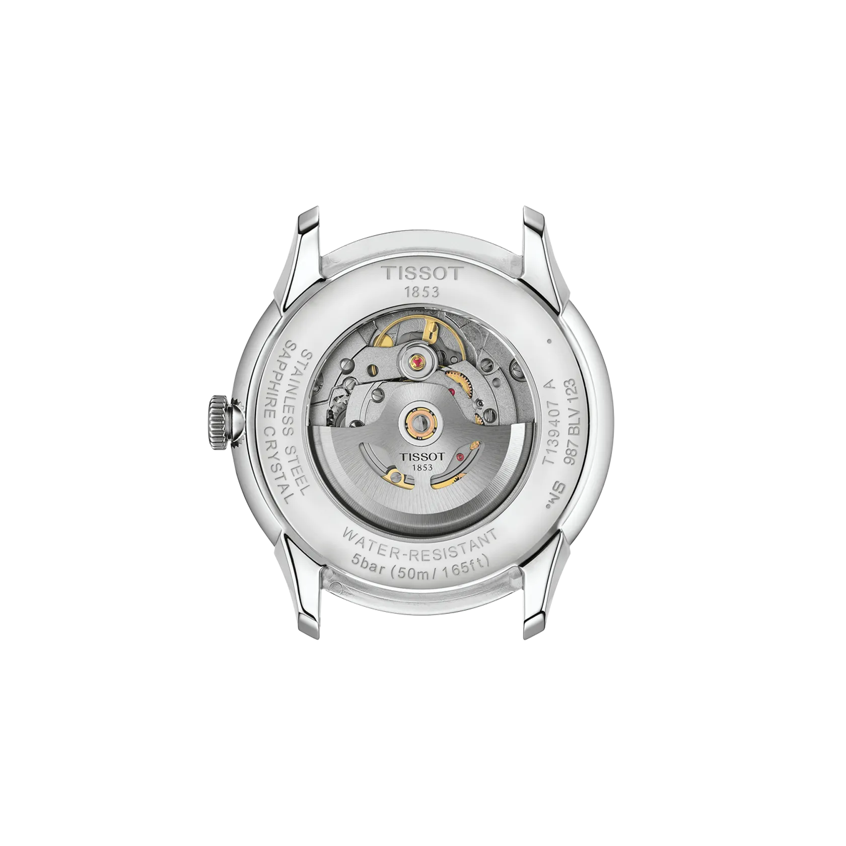 Back view of the watch case Tissot Chemin Des Tourelles 42mm