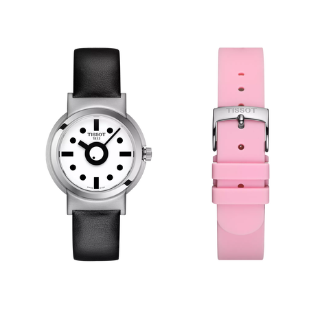 Front view of the watch Tissot Heritage Memphis Lady with additional bracelet