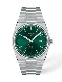 Front view of the watch Tissot PRX 40mm with shadow
