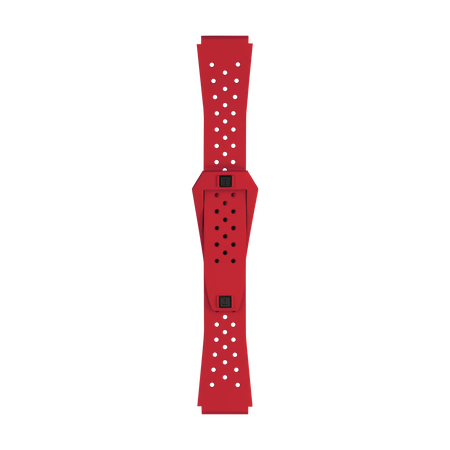 Front view of Tissot Official Red Sideral Rubber Strap