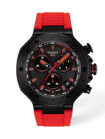 Front view of the watch Tissot T-Race 45mm with shadow