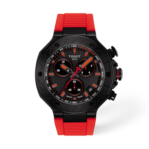 Front view of the watch Tissot T-Race 45mm with shadow