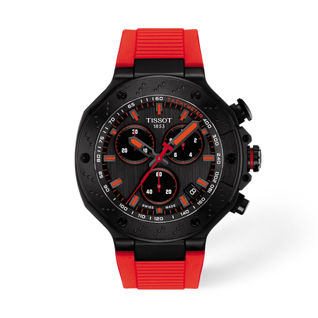 Front view of the watch Tissot T-Race 45mm with shadow