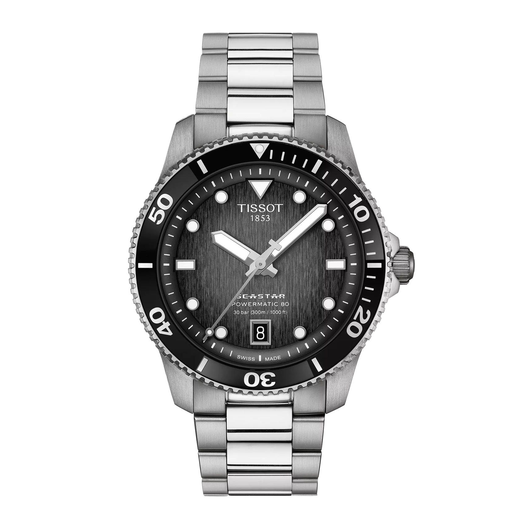Front view of the watch Tissot Seastar 1000 40mm