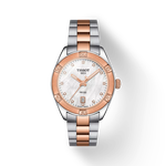 Front view of the watch Tissot PR 100 Sport Chic 36mm with shadow