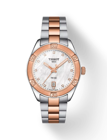Front view of the watch Tissot PR 100 Sport Chic 36mm with shadow