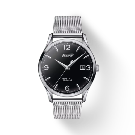 Front view of the watch Tissot Heritage Visodate with shadow