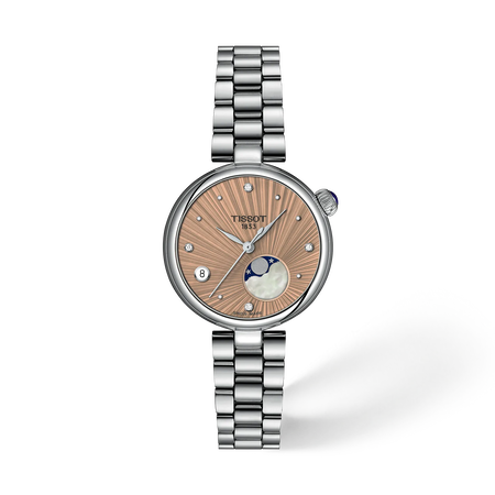 Front view of the watch Tissot D&eacute;sir 29.6mm with shadow