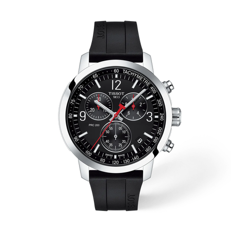 Front view of the watch Tissot PRC 200 43mm with shadow
