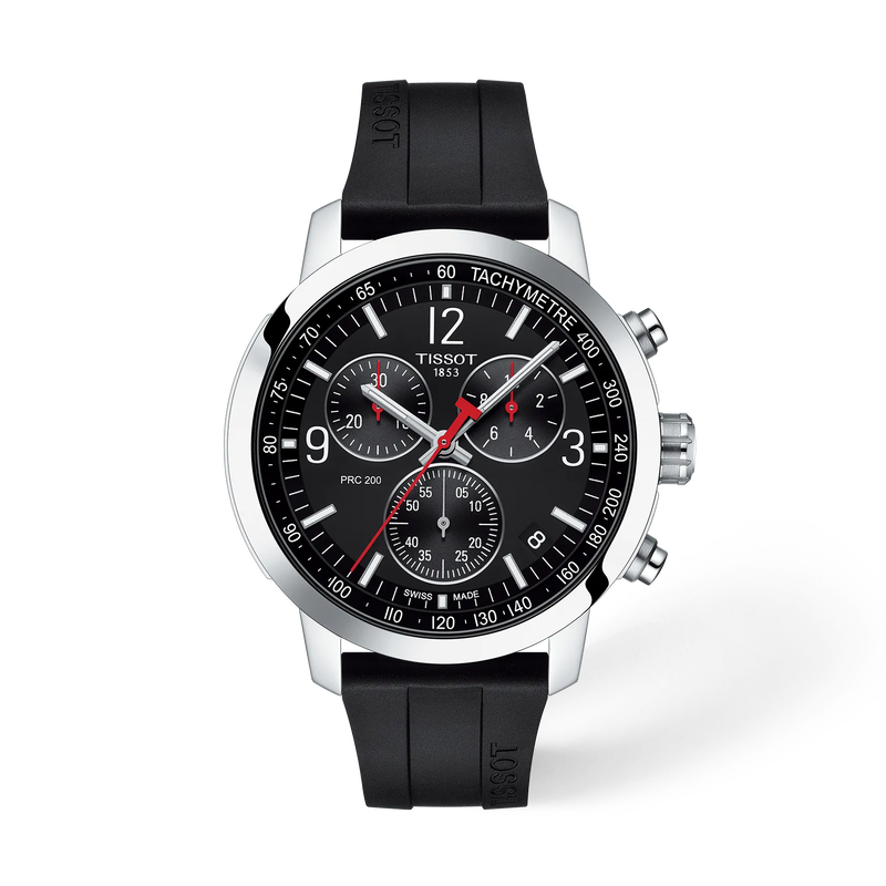 Front view of the watch Tissot PRC 200 43mm with shadow