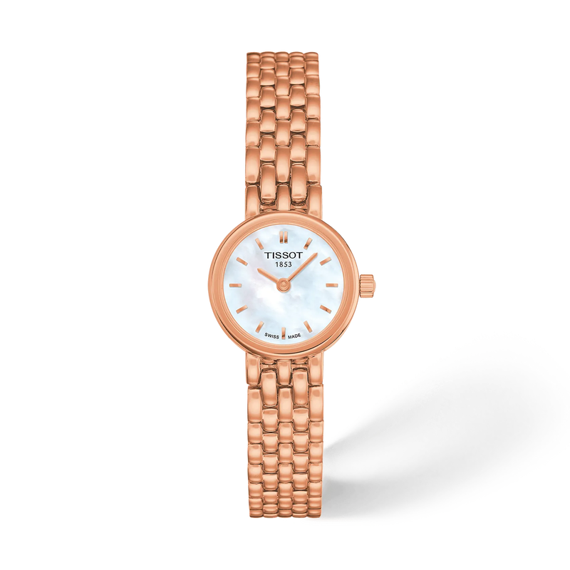 Vue de face de la montre Tissot Lovely Round 19.5mm avec ombre
