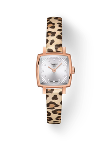 Front view of the watch Tissot Lovely Square 20x20mm with shadow