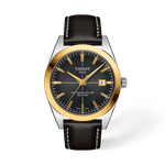 Front view of the watch Tissot Gentleman Gold Bezel 40mm with shadow